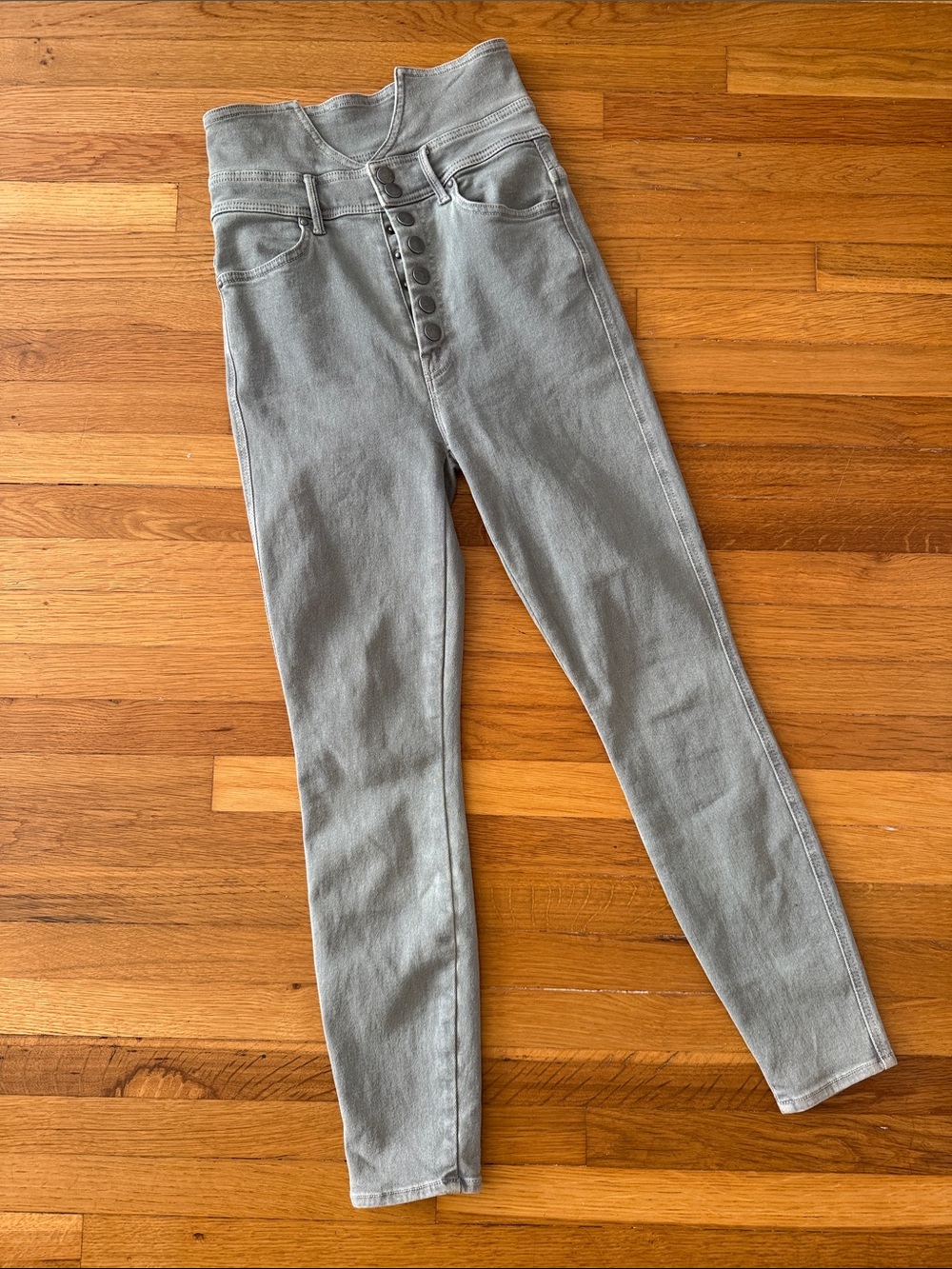 MOTHER High-Rise Grey Button-Fly Jeans